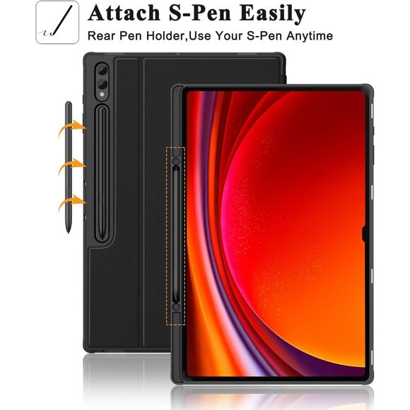 Case For Galaxy Tab S9 Ultra 2023 / S8 Ultra 2022 With S Pen Holder black - Picture 7 of 11